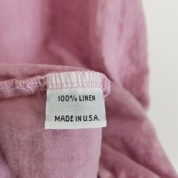 Bryan Walker Women 100% Linen Blouse Top Sz L Pink Short Cap Sleeve  Hi Low - Picture 4 of 4